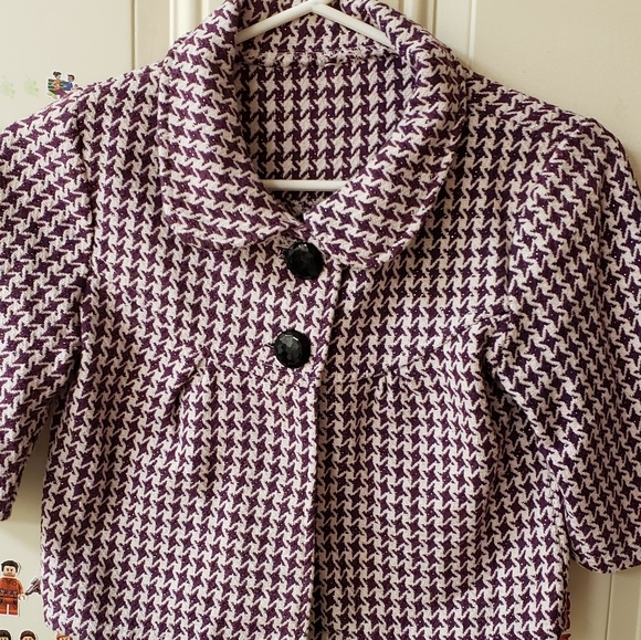 Women Tweed Purple Cropped Coat - Picture 2 of 5